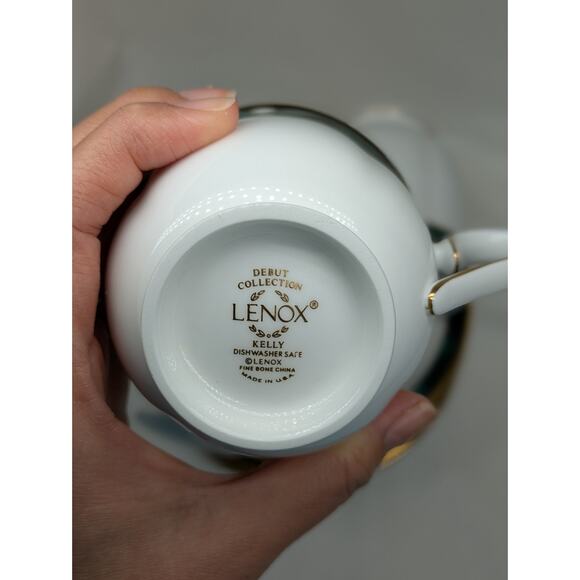 Set of 4 Lenox Kelly Debut Collection Cups and Saucers - 8 Pieces Green 6" USA - Picture 5 of 7